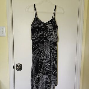 Chic Black and White High Low Dress